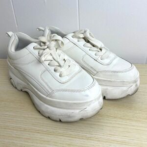 Steve Madden Hansel White Platform Sneakers Chunky Sole Women's Size 7M‎ Shoes